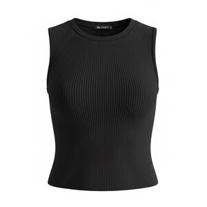 Zara Black Ribbed Crop Top